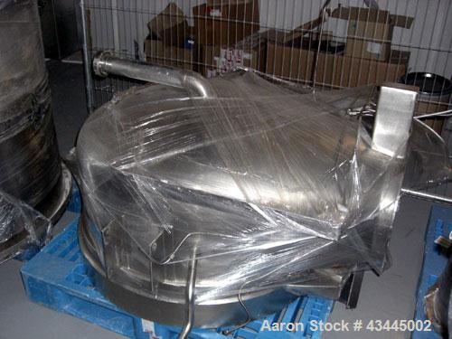 Used GLATT MODEL WSG120 STAINLESS STEEL FLUID BED DRYER. UNIT INCLUDES (3) STAINLESS STEEL MOBILE PRODUCT CONTAINERS, (1) FAN RATED 6000CUMT/HOUR. (1) HYDRAULIC POWERPACK. INCLUDES SWITCHGEAR CONTROL...