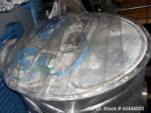 Used GLATT MODEL WSG120 STAINLESS STEEL FLUID BED DRYER. UNIT INCLUDES (3) STAINLESS STEEL MOBILE PRODUCT CONTAINERS, (1) FAN RATED 6000CUMT/HOUR. (1) HYDRAULIC POWERPACK. INCLUDES SWITCHGEAR CONTROL...