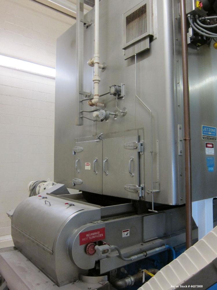 Used Wolverine Jetzone Fluidbed Dryer. Cleated Belt Stainless Steel. Approximate 36'' Wide. Serial No. 36