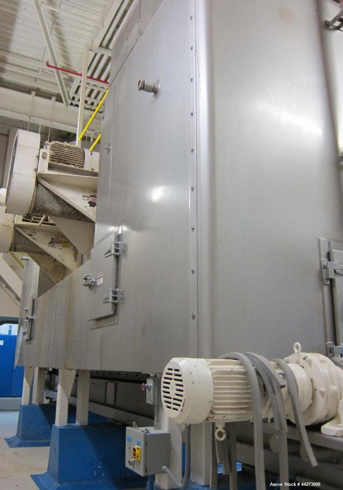 Used Wolverine Jetzone Fluidbed Dryer. Cleated Belt Stainless Steel. Approximate 36'' Wide. Serial No. 36