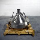 Used Glatt LD 120 SF Bowl Inverter. Stainless steel construction designed to lift and invert 120 liter Glatt fluid bed dryer bowls.  Unit includes bowl clamp and funnel, post mount with operator inte...