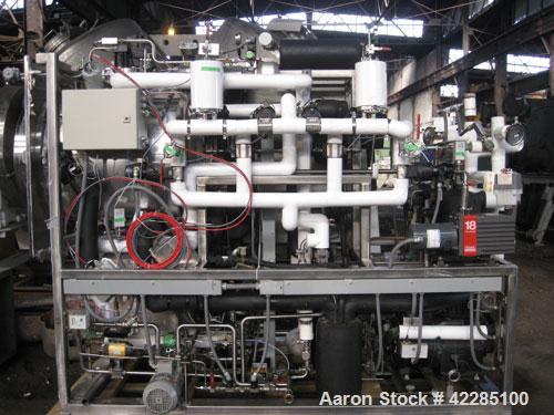 Used Edwards Lyophilizer, model Lyomax 1.0, 24sq.ft. total surface area, with stoppering, associated compressors,vacuum pump, control panel with Allen Bradley Panelview+ 1000 controls, serial# M92211...