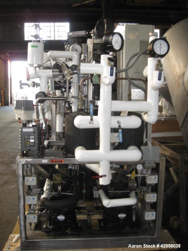 Used Edwards Lyophilizer, model Lyomax 1.0, 24 sq. ft. total surface area, with associated compressors, vacuum pump, control panel with Allen Bradley Panelview+ 1000 controls, serial# M922110, new 19...