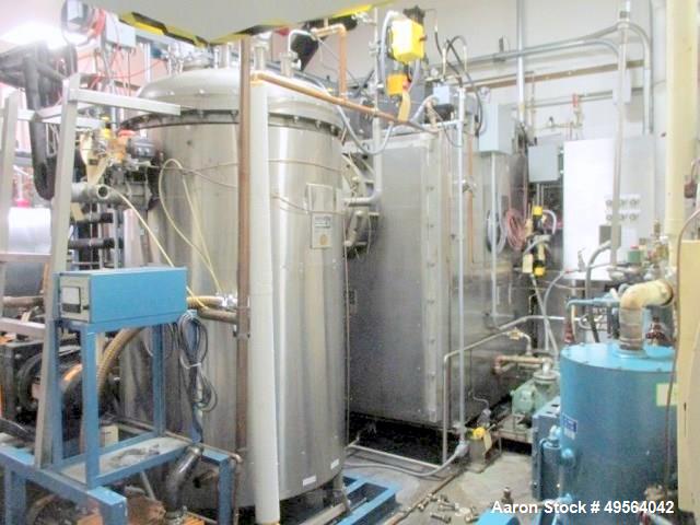 Used Usifroid H 601PS Freeze Dryer with Hull Control Panel and Vacuum Controller Includes Dual Alcatel 2063 Vacuum Pumps; Heat Exchanger Skid and a 3 System Compressor Skid. S/n# 8104642.