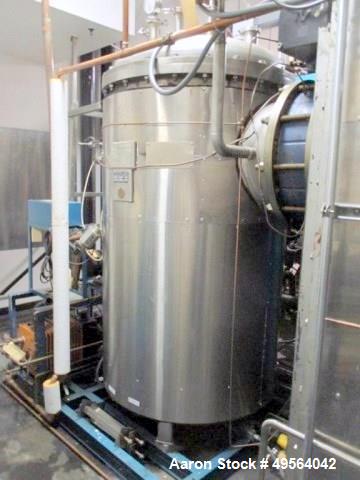 Used Usifroid H 601PS Freeze Dryer with Hull Control Panel and Vacuum Controller Includes Dual Alcatel 2063 Vacuum Pumps; Heat Exchanger Skid and a 3 System Compressor Skid. S/n# 8104642.