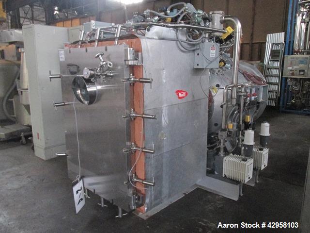 Used Hull Lyophilizer Freeze Dryer,18 Square Feet, Model 18FXS100-SS30C. Stainless steel product contact surfaces, nominally 18 sq ft shelf area, with (3) usable 24" wide x 36" deep shelves, chamber ...
