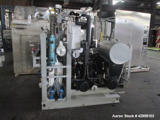 Used Hull Lyophilizer Freeze Dryer,18 Square Feet, Model 18FXS100-SS30C. Stainless steel product contact surfaces, nominally 18 sq ft shelf area, with (3) usable 24" wide x 36" deep shelves, chamber ...