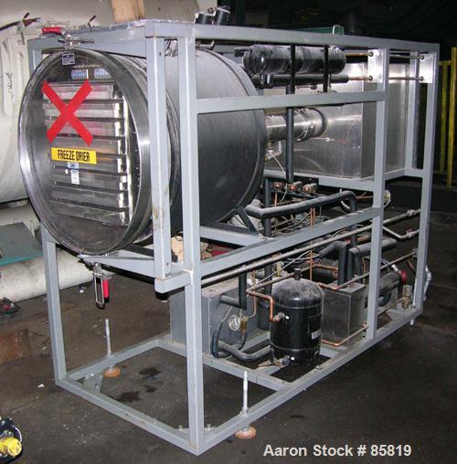 USED: Vertis freeze dryer, 24 sq ft, model 253831, 304 stainless steel construction. With (8) 18" x 24" shelves, 50# ice capacity with external condenser, R502 refrigerant with compressor, model D30A...