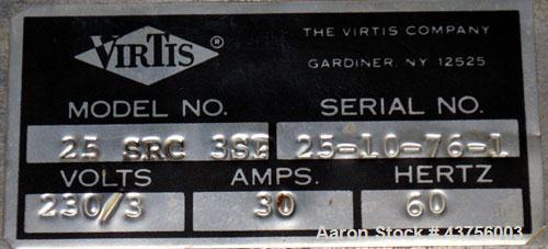 Used Virtis Lyophilizer/ Freeze Dryer, Model 25-SRC-3SP