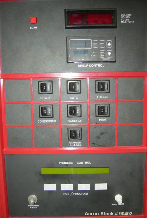 Used Virtis Genesis Freeze Dryer, Model 25ES, 316L Stainless Steel. Chamber measures 16" wide x 16" tall x 21" deep with 5 removable trays providing 7.65 square feet of area. 11" diameter x 21" deep ...