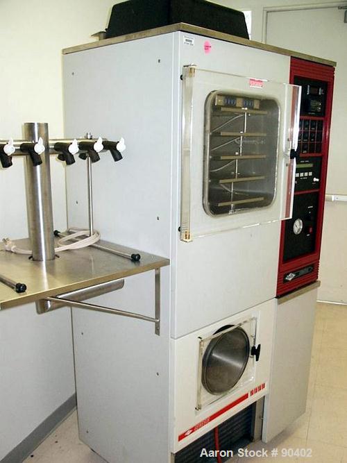 Used Virtis Genesis Freeze Dryer, Model 25ES, 316L Stainless Steel. Chamber measures 16" wide x 16" tall x 21" deep with 5 removable trays providing 7.65 square feet of area. 11" diameter x 21" deep ...