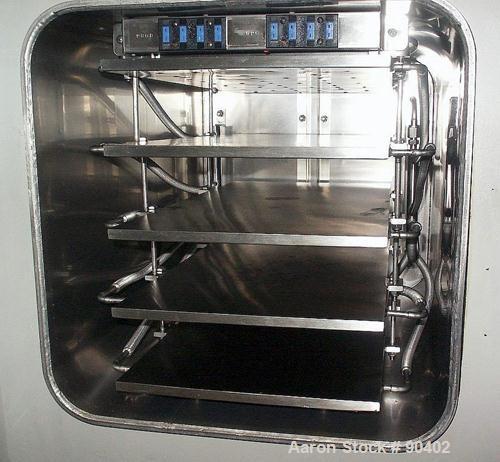 Used Virtis Genesis Freeze Dryer, Model 25ES, 316L Stainless Steel. Chamber measures 16" wide x 16" tall x 21" deep with 5 removable trays providing 7.65 square feet of area. 11" diameter x 21" deep ...