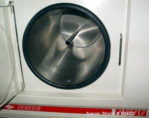 Used Virtis Genesis Freeze Dryer, Model 25ES, 316L Stainless Steel. Chamber measures 16" wide x 16" tall x 21" deep with 5 removable trays providing 7.65 square feet of area. 11" diameter x 21" deep ...
