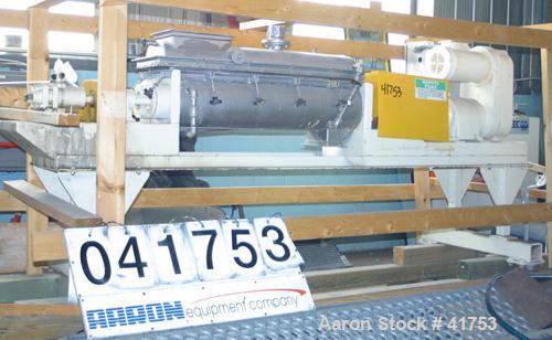 USED: Hollowscrew processor, 321 stainless steel. 2 cored screws,5" diameter x 36" long x 3" flight pitch. Carbon steel jacketed trough and top cover, rated for 25 psi hot oil service only. 7" x9-1/2...