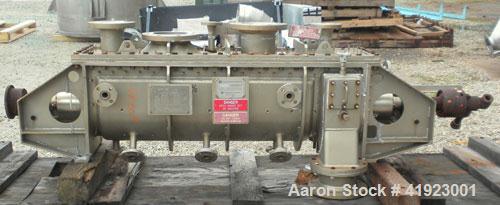 Used Hosokawa Bepex Torus Disc Dryer, Model TDJS-12-4, 316L Stainless Steel. Approximately 5.2 cubic feet working capacity. Approximately 12-1/2'' diameter x 50-1/2'' long x 14" deep trough with an a...