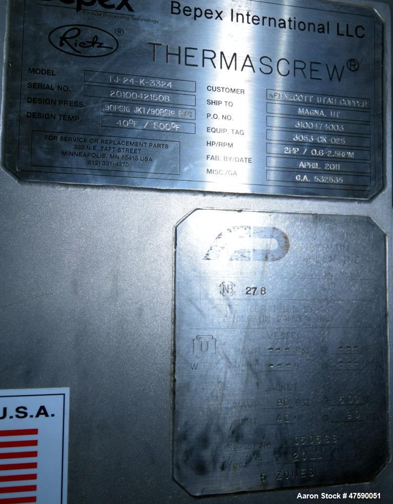 Unused- Bepex Rietz Thermascrew Processor, Model TJ-24-K3324.