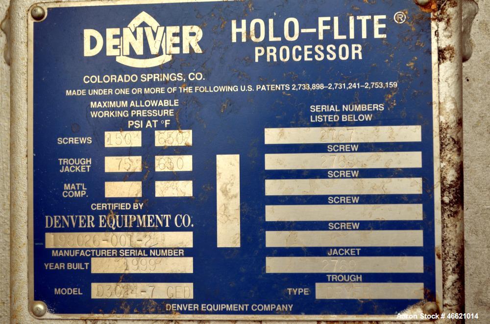 Used Denver Equipment Twin Screw Holo-Flite Processor