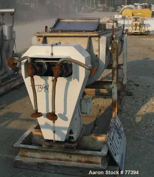 USED:GMF Nara paddle dryer, 304 stainless steel. 23-1/2" wide x 114" long x 18" deep jacketed trough. 2 approx 8" diameter 304 stainless steel cored shafts with 316 stainless steel flights, rated 195...