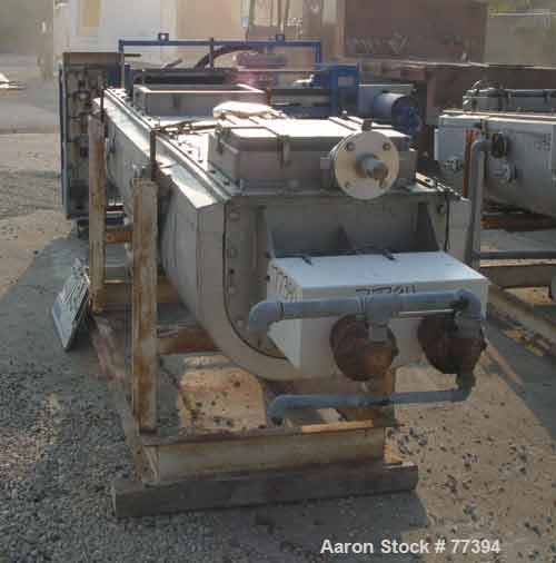 USED:GMF Nara paddle dryer, 304 stainless steel. 23-1/2" wide x 114" long x 18" deep jacketed trough. 2 approx 8" diameter 304 stainless steel cored shafts with 316 stainless steel flights, rated 195...