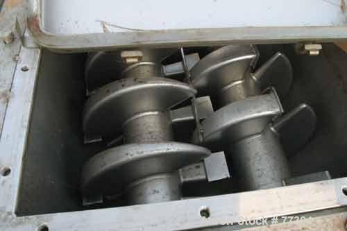 USED:GMF Nara paddle dryer, 304 stainless steel. 23-1/2" wide x 114" long x 18" deep jacketed trough. 2 approx 8" diameter 304 stainless steel cored shafts with 316 stainless steel flights, rated 195...