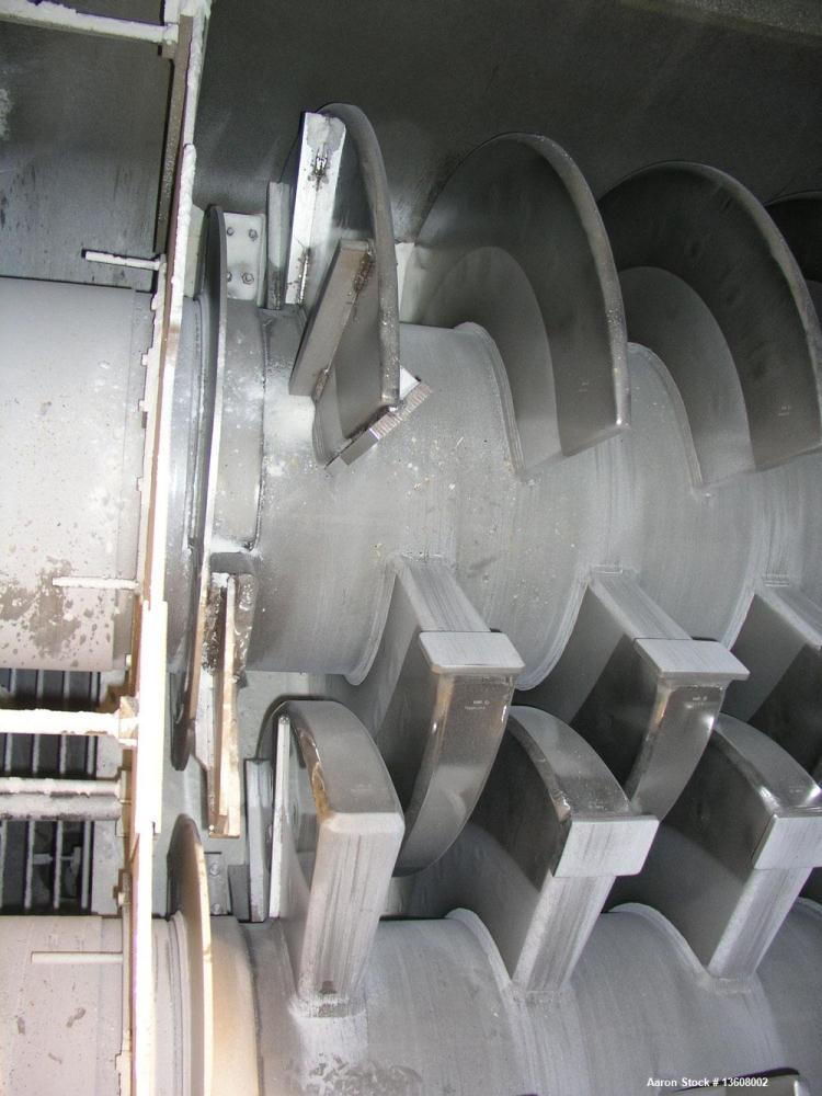 Used Gouda Nara 14W-190 Continuous Double Paddle Dryer/Hollowflight Screw Processor.  316L Stainless steel.  Heating surface on 1993.1 square feet (190 m2), dimple jacketed, with adjustable packing g...