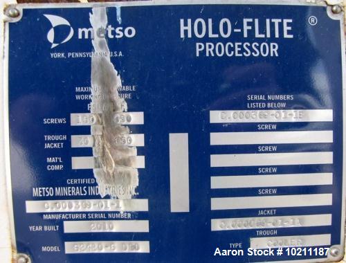 Unused- Metso Minerals Holo-Flite Processor, Model S2420-6 DED, Carbon Steel, Horizontal. 24" diameter x 240" long x 6" pitc...