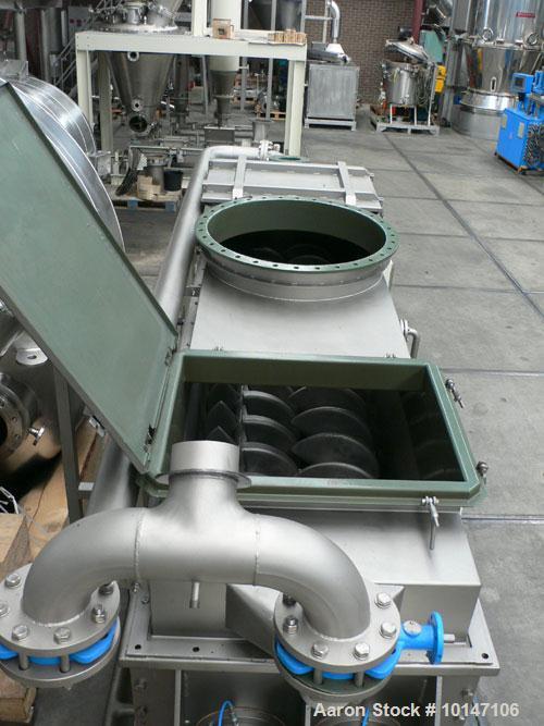 Used Reconditioned Nara 4W-037 Continuous Paddle Dryer.  316L Stainless steel.  Capacity 24 cubic feet (680 litres), trough sizes 31" x  126" (800 x 3200 mm), manhole 29" x  21" (745 x 545 mm).  (2) ...