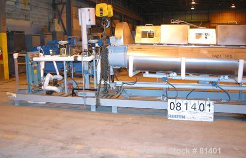 USED: Niro twin shaft extractor, model A-640, 316 stainless steel. Jacketed chamber, (2) 4-1/2" diameter shafts, each with 4 rows of approx 10" wide continuous ribbons. Driven by a 1.3 kw motor with ...