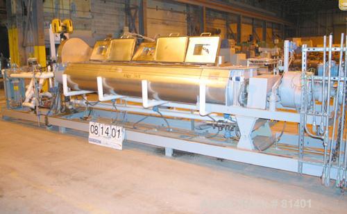 USED: Niro twin shaft extractor, model A-640, 316 stainless steel. Jacketed chamber, (2) 4-1/2" diameter shafts, each with 4 rows of approx 10" wide continuous ribbons. Driven by a 1.3 kw motor with ...