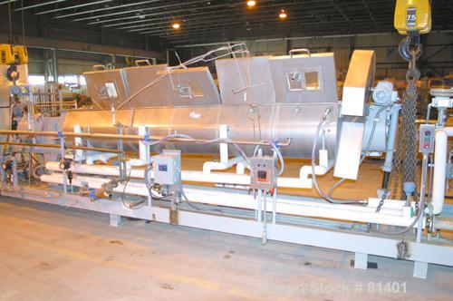 USED: Niro twin shaft extractor, model A-640, 316 stainless steel. Jacketed chamber, (2) 4-1/2" diameter shafts, each with 4 rows of approx 10" wide continuous ribbons. Driven by a 1.3 kw motor with ...