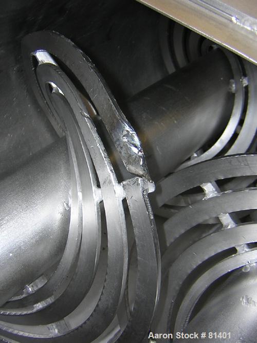 USED: Niro twin shaft extractor, model A-640, 316 stainless steel. Jacketed chamber, (2) 4-1/2" diameter shafts, each with 4 rows of approx 10" wide continuous ribbons. Driven by a 1.3 kw motor with ...