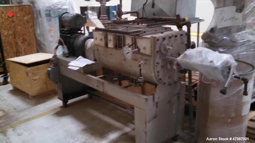 Used Porcupine Processor, 12" Diameter x 3' Long Shaft. 12.2 Surface square foot.; 5.9 Jacket square foot. Trough; 316 stainless steel. Vessel operating pressure - full vacuum to 50 psig. Porcupine a...