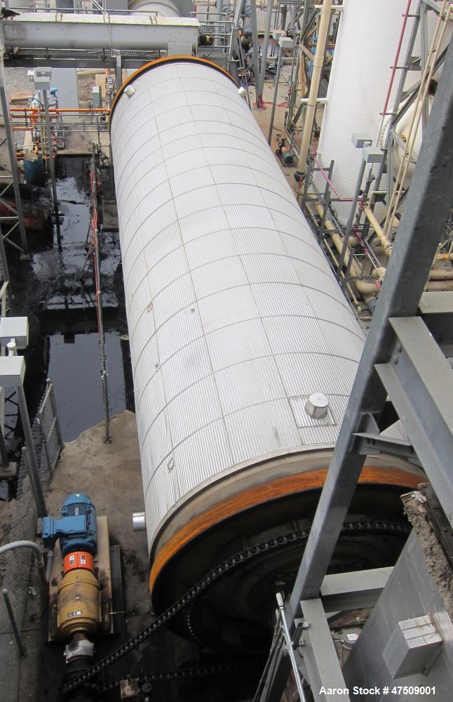 Used Baker Rullman BioSolids Dryer, Model SD125-48, (3) Triple Pass design. Insulated drum is 13'-1/2" diameter X 44'-3/4" long c/c of running bands. 3 Concentric cylinders, Rated 21.4 MMBtu/hr. Cons...