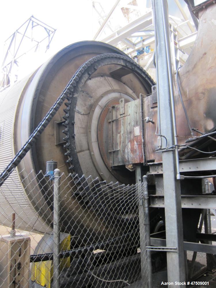 Used Baker Rullman BioSolids Dryer, Model SD125-48, (3) Triple Pass design. Insulated drum is 13'-1/2" diameter X 44'-3/4" long c/c of running bands. 3 Concentric cylinders, Rated 21.4 MMBtu/hr. Cons...