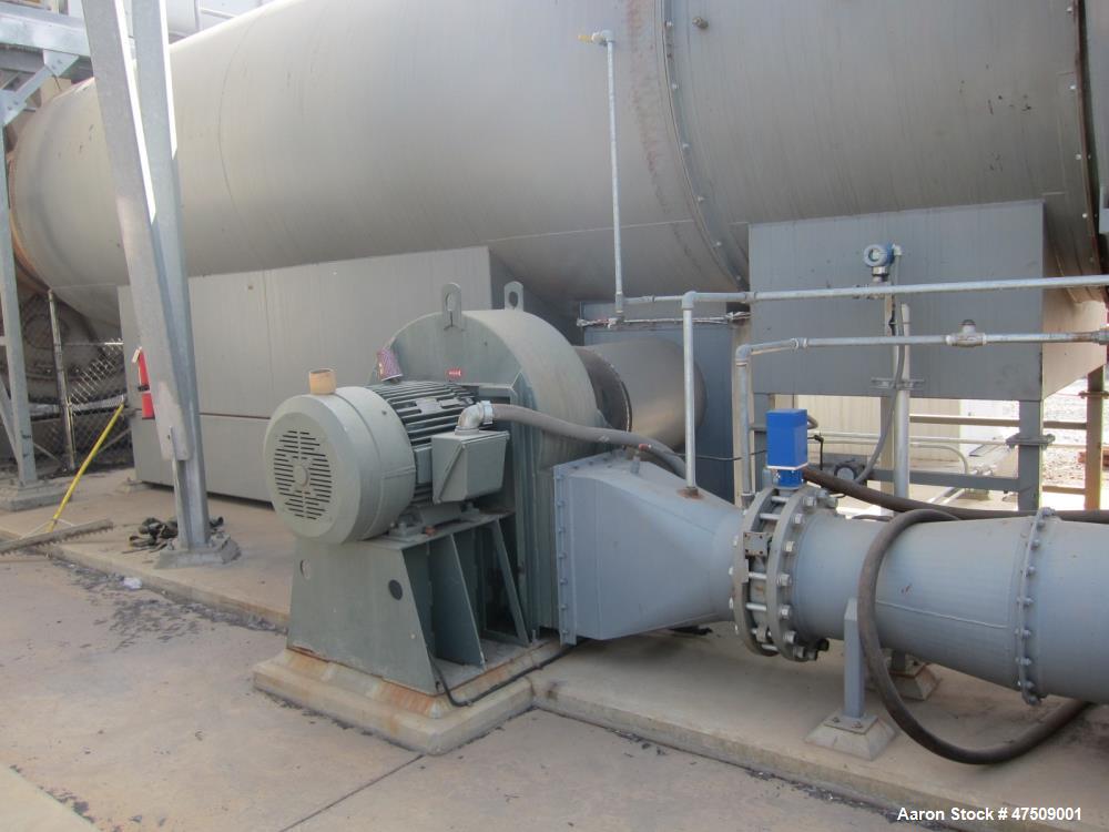 Used Baker Rullman BioSolids Dryer, Model SD125-48, (3) Triple Pass design. Insulated drum is 13'-1/2" diameter X 44'-3/4" long c/c of running bands. 3 Concentric cylinders, Rated 21.4 MMBtu/hr. Cons...