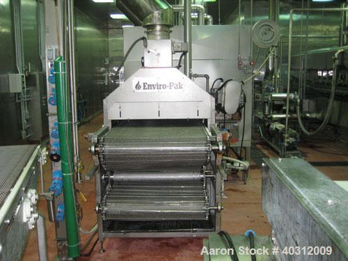Used Enviro-Pak oven, model 40-42-18-111. Thermal Zone full impingment oven, (3) independent thermal zones.  Includes: (1) shuttle conveyor, 41" wide x 7' long, powered.  (1) shuttle conveyor, 38" x ...