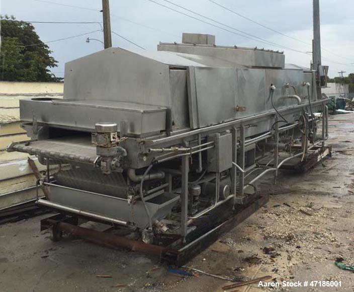 Used Heat and Control MPO- Multi-Purpose Oven. Stainless steel construction with stainless continuous re-circulating belt. Self cleaning conveyor 322" long x 40" wide. USDA approved standards.