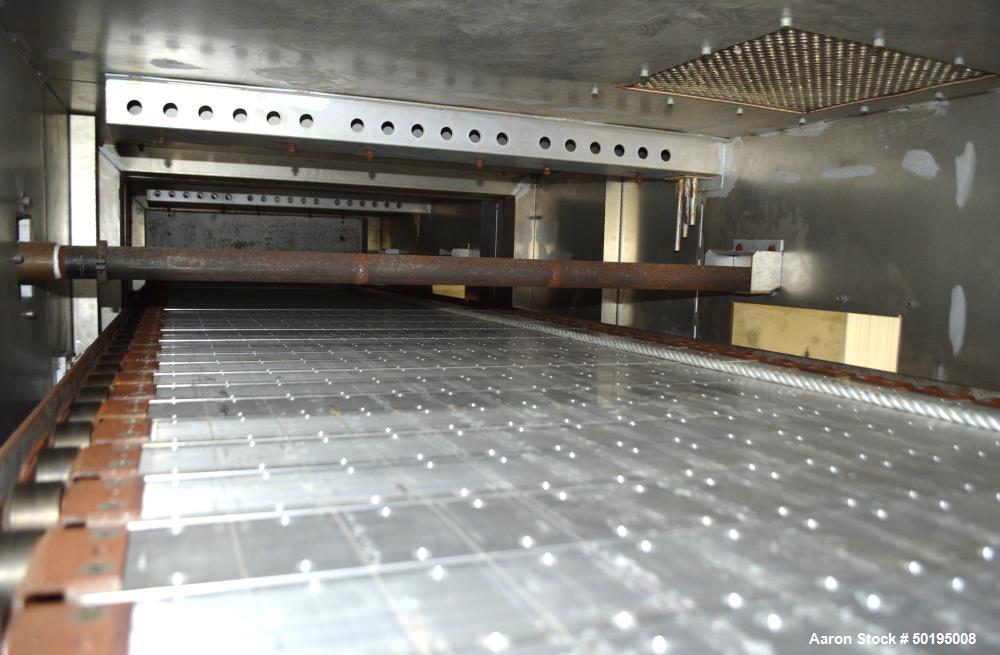 Used Dong Yang Food Machinery LPG Direct Cyclotherm Hybrid Oven. (3) Zones total, (1) direct heating section approximate 10.6m long, (2) indirect heating zones approximate 26m total. Baking length 37...