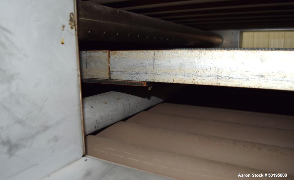 Used Dong Yang Food Machinery LPG Direct Cyclotherm Hybrid Oven. (3) Zones total, (1) direct heating section approximate 10.6m long, (2) indirect heating zones approximate 26m total. Baking length 37...