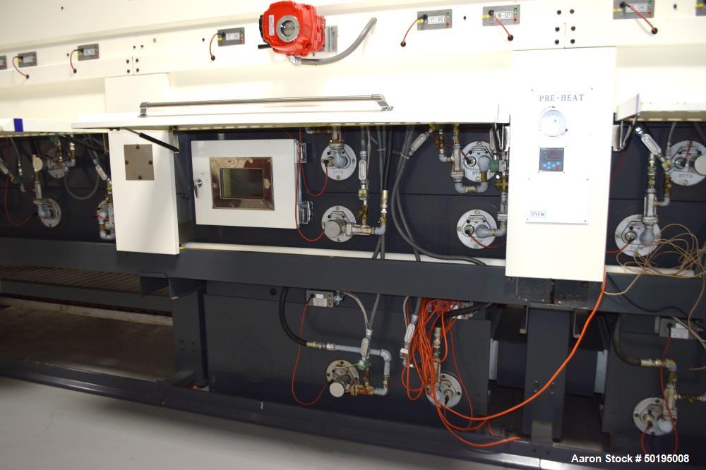 Used Dong Yang Food Machinery LPG Direct Cyclotherm Hybrid Oven. (3) Zones total, (1) direct heating section approximate 10.6m long, (2) indirect heating zones approximate 26m total. Baking length 37...