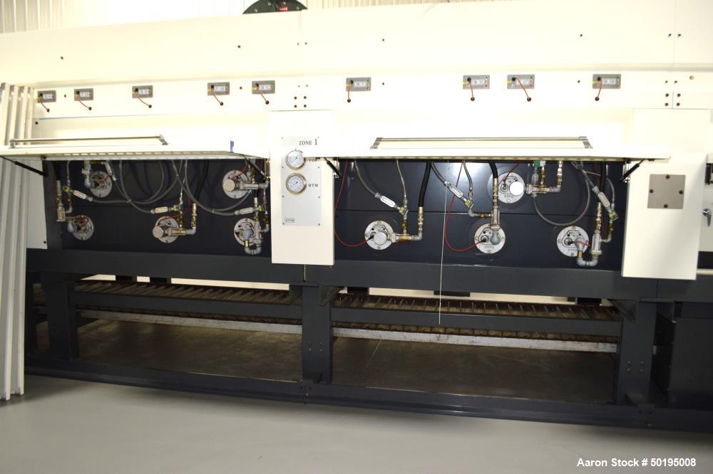 Used Dong Yang Food Machinery LPG Direct Cyclotherm Hybrid Oven. (3) Zones total, (1) direct heating section approximate 10.6m long, (2) indirect heating zones approximate 26m total. Baking length 37...