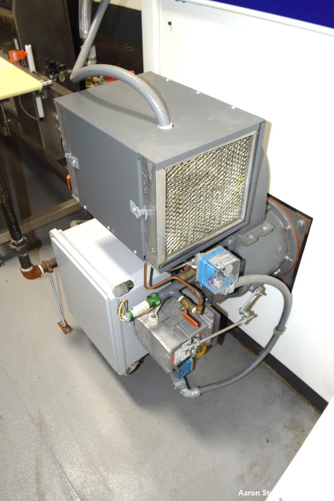 Used Dong Yang Food Machinery LPG Direct Cyclotherm Hybrid Oven. (3) Zones total, (1) direct heating section approximate 10.6m long, (2) indirect heating zones approximate 26m total. Baking length 37...