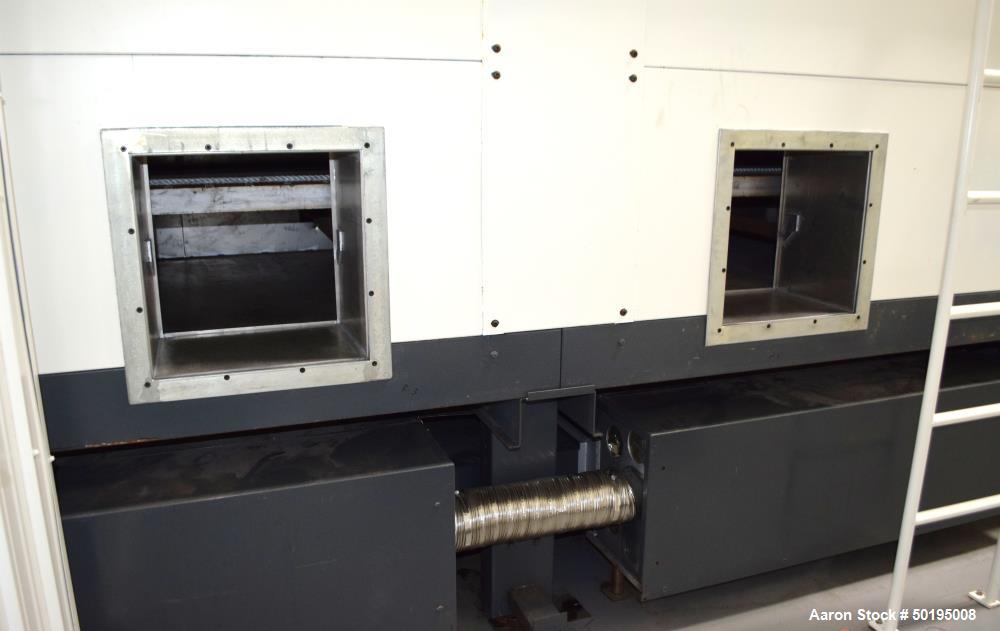 Used Dong Yang Food Machinery LPG Direct Cyclotherm Hybrid Oven. (3) Zones total, (1) direct heating section approximate 10.6m long, (2) indirect heating zones approximate 26m total. Baking length 37...