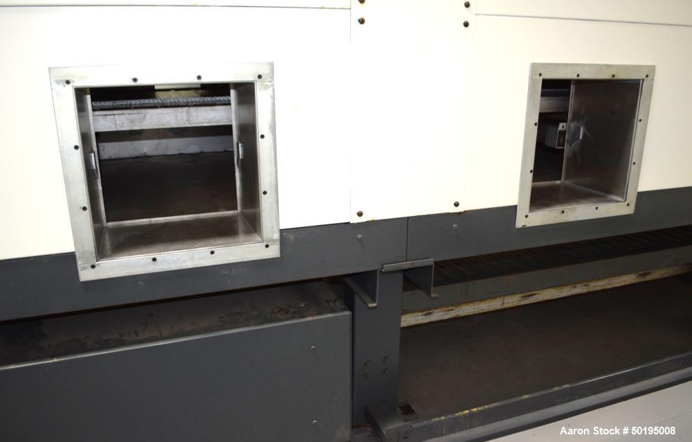 Used Dong Yang Food Machinery LPG Direct Cyclotherm Hybrid Oven. (3) Zones total, (1) direct heating section approximate 10.6m long, (2) indirect heating zones approximate 26m total. Baking length 37...