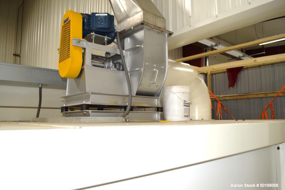 Used Dong Yang Food Machinery LPG Direct Cyclotherm Hybrid Oven. (3) Zones total, (1) direct heating section approximate 10.6m long, (2) indirect heating zones approximate 26m total. Baking length 37...
