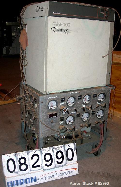 Used Barnstead/Thermolyne Mechanical Convection Oven, Model OV47515. Max operating temp 482 Degrees F. 5 cubic foot chamber 26" wide x 18" tall x 18" deep. Hinged front door. 1/60/120 Volt, 2208 Watt...
