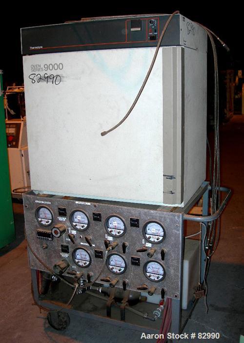 Used Barnstead/Thermolyne Mechanical Convection Oven, Model OV47515. Max operating temp 482 Degrees F. 5 cubic foot chamber 26" wide x 18" tall x 18" deep. Hinged front door. 1/60/120 Volt, 2208 Watt...