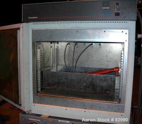 Used Barnstead/Thermolyne Mechanical Convection Oven, Model OV47515. Max operating temp 482 Degrees F. 5 cubic foot chamber 26" wide x 18" tall x 18" deep. Hinged front door. 1/60/120 Volt, 2208 Watt...