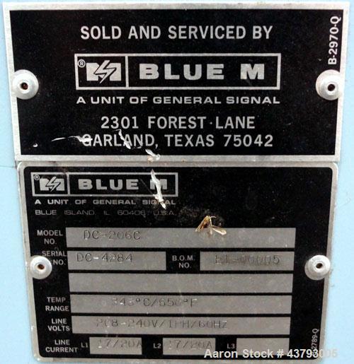 Used Blue M Mechanical Convection Oven, Model DC-206C. 304 Stainless steel chamber 20" wide x 20" high x 18" deep, 4.2 cubic feet interior volume. Temperature range 343 degrees C. / 650 degrees F. Hi...