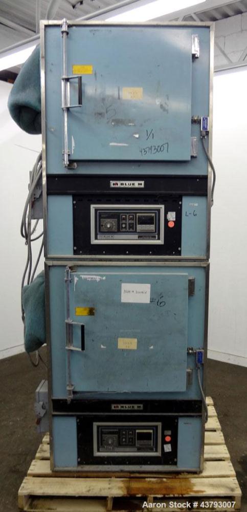 Used Blue M Dual Mechanical Convection Oven, Model DC-206C. (2) 304 Stainless steel chambers 20” wide x 20” high x 18” deep, 4.2 cubic feet interior volume each oven. Temperature range 343 degrees C....